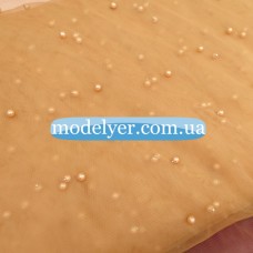 Ткань Сетка с жемчугом (телесный)